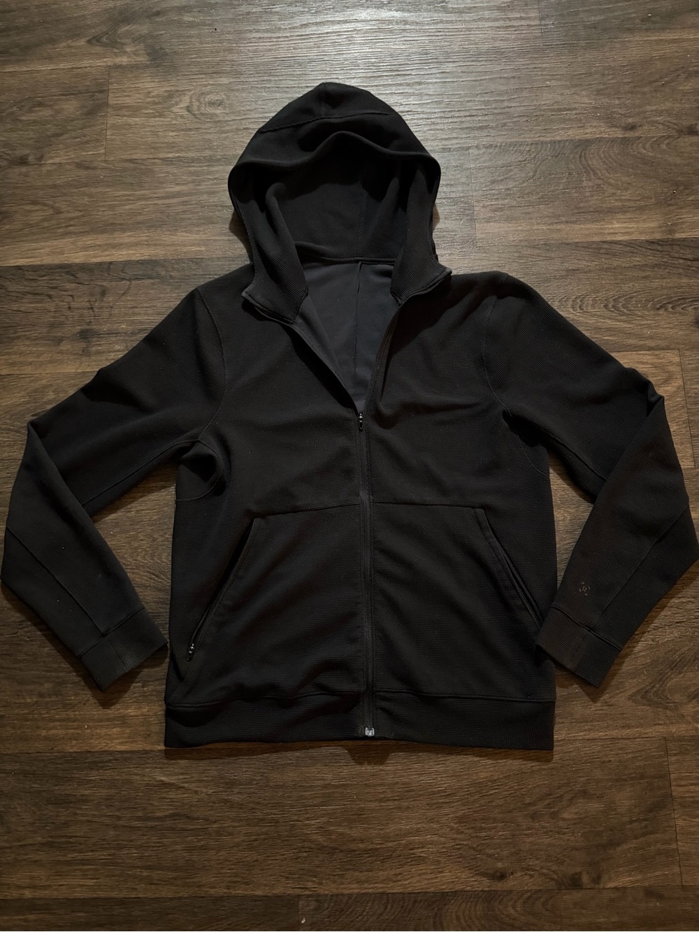 Lululemon Athletica Men’s Medium Black Shift Stitch Full Zip Waffle Hoodie #M6